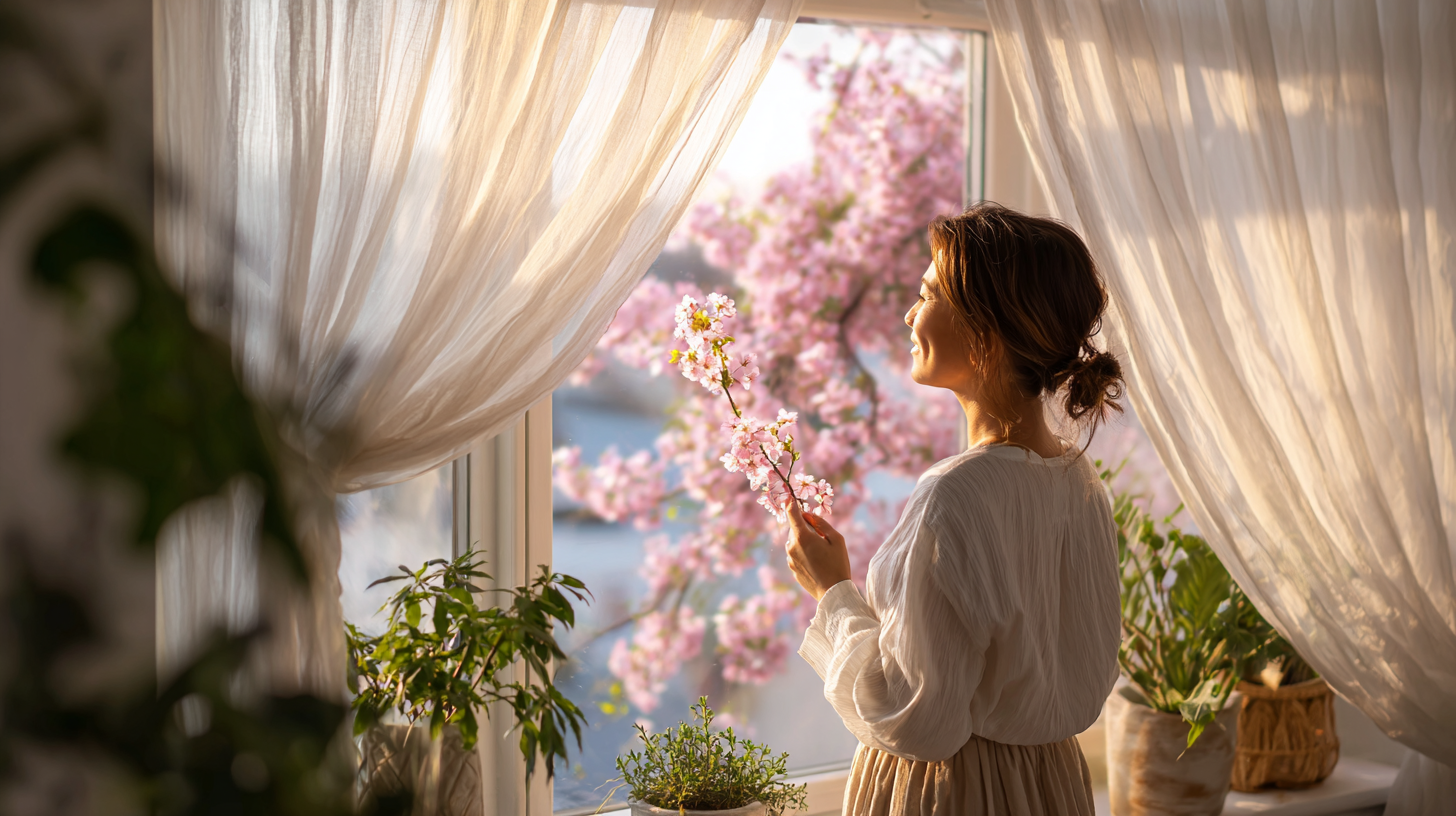 新生活のスキンケア|春の朝、窓を開ける女性